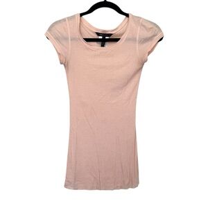 BCBGMaxAzria‎ Ribbed Short Sleeve Shirt Baby Pink